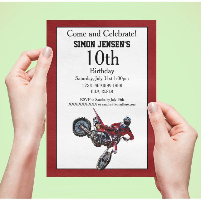 Invitaciones de cumpleaños de Red Bike Sports Boy (Subido por el creador)