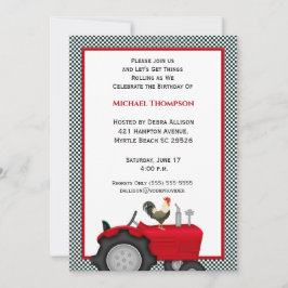 Invitaciones de cumpleaños de Red Tractor