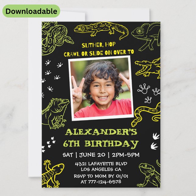 Invitaciones de cumpleaños de reptiles para niños  (Subido por el creador)
