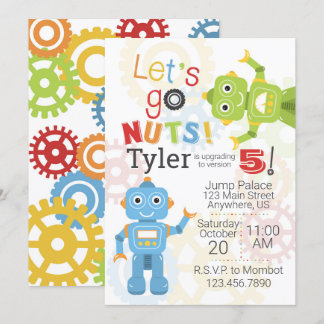 Invitaciones de cumpleaños de Robot Fiesta de cump