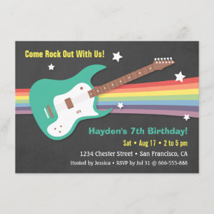 Invitaciones de cumpleaños de rockstar arcoíris de