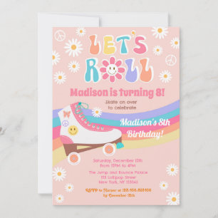 Invitaciones de cumpleaños de Roller Skate Groovy