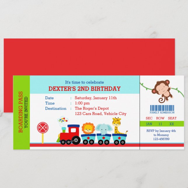 Invitaciones de cumpleaños de Safari (chicos de tr