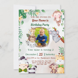 Invitaciones de cumpleaños de Safari y Selva para 