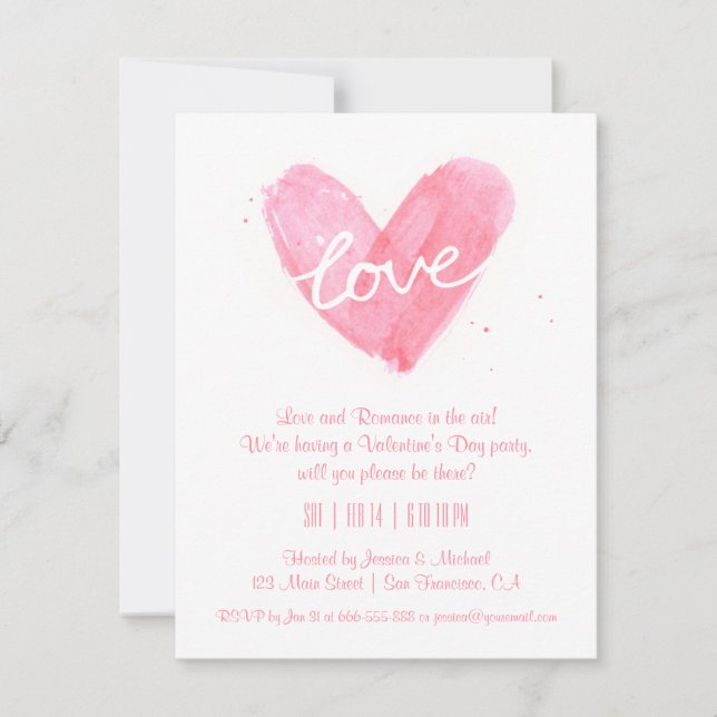 Invitaciones de cumpleaños de San Valentín con acu (Anverso)