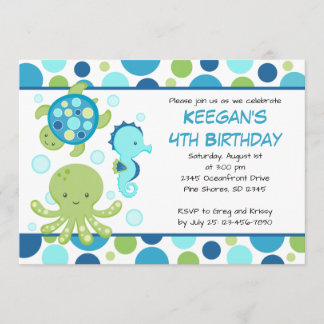 Invitaciones de cumpleaños de Sea Blue Boy o Chica
