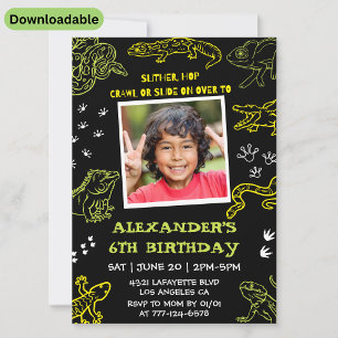 Invitaciones de cumpleaños de serpiente para niño 
