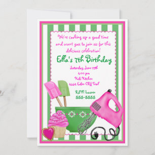 Invitaciones de cumpleaños de Shabby Chic Baking