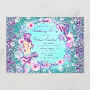 Invitaciones de cumpleaños de sirena bajo el mar