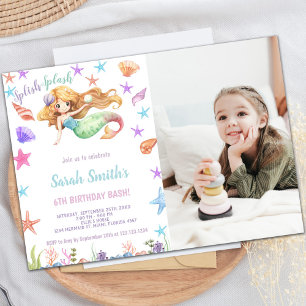 Invitaciones de cumpleaños de sirena de personaliz