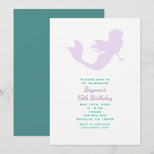 Invitaciones de cumpleaños de sirena púrpura en la