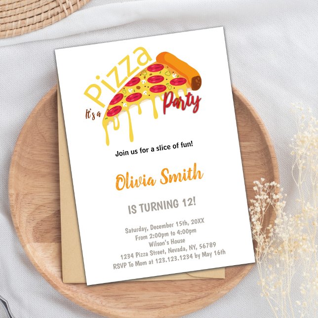 Invitaciones de cumpleaños de Slice Pizza (Slice Pizza Birthday Invitations)