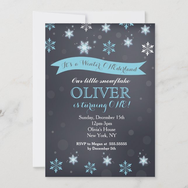 Invitaciones de cumpleaños de Snowflake (Anverso)