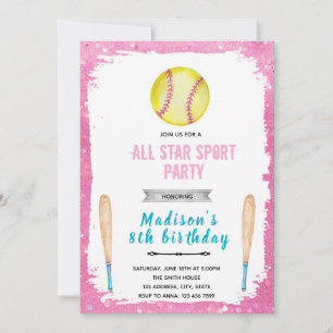 Invitaciones de cumpleaños de sóftbol