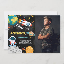 Invitaciones de cumpleaños de Space Boy con foto