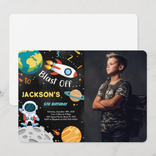 Invitaciones de cumpleaños de Space Boy con foto