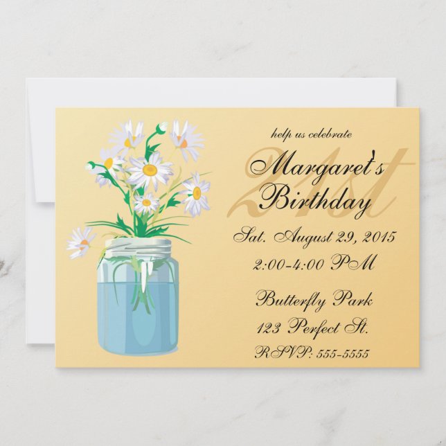 Invitaciones de cumpleaños de Summer Daisies (Anverso)