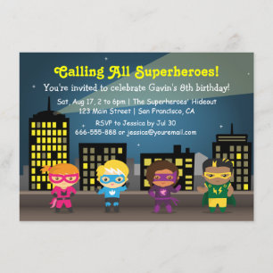 Invitaciones de Cumpleaños de Superhéroes para Niñ