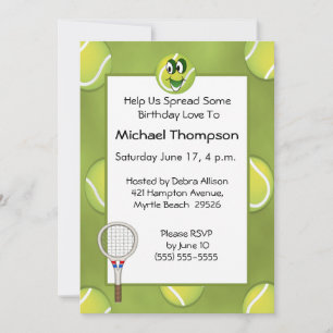 Invitaciones de cumpleaños de tenis