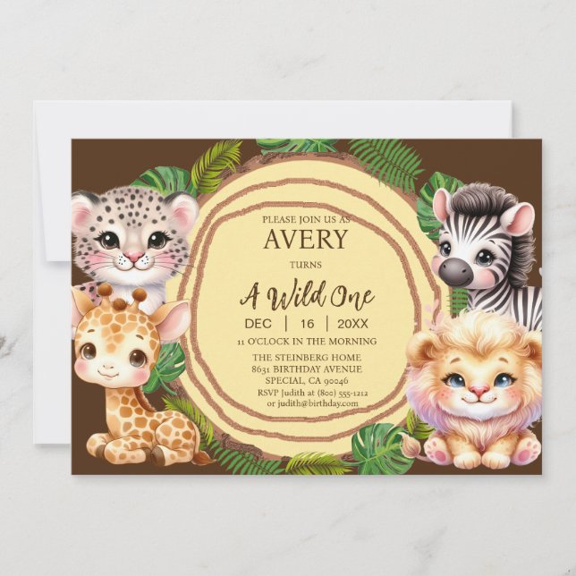 Invitaciones de cumpleaños de un niño salvaje (Anverso)