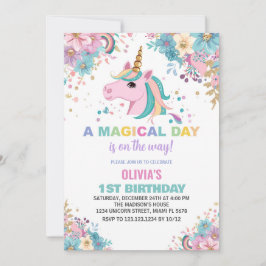 Invitaciones de cumpleaños de Unicorn, Purpurina f