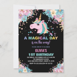 Invitaciones de cumpleaños de Unicorn, Purpurina f