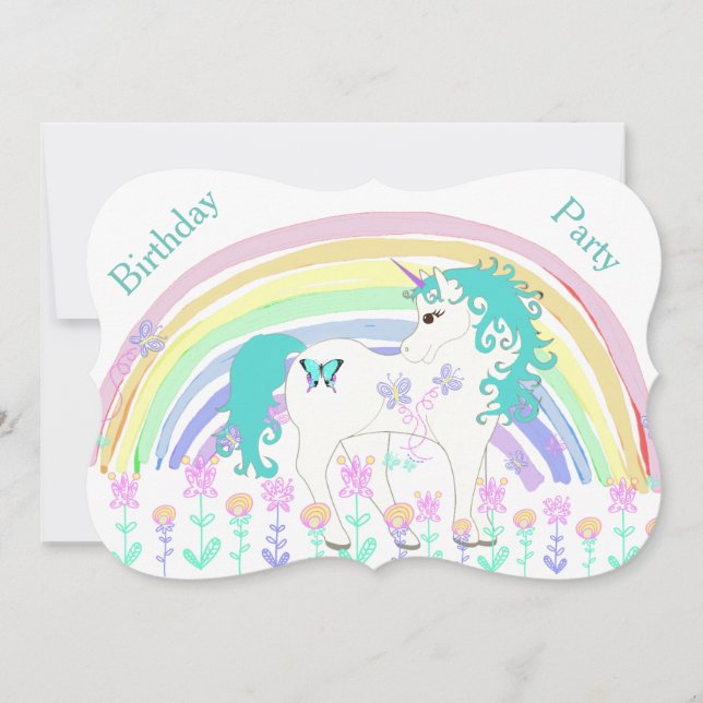 Invitaciones de cumpleaños de Unicornio (Anverso)