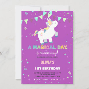 Invitaciones de cumpleaños de Unicornio a la mosca