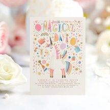 Invitaciones de cumpleaños de Unicornio a Pastel m