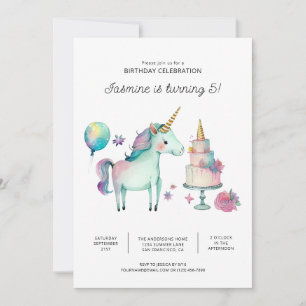 Invitaciones de cumpleaños de Unicornio Arcoíris