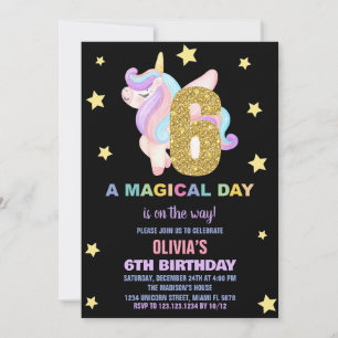 Invitaciones de cumpleaños de Unicornio Arcoíris E