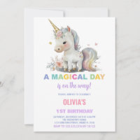 Invitaciones de cumpleaños de Unicornio blanco
