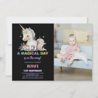 Invitaciones de cumpleaños de Unicornio blanco con