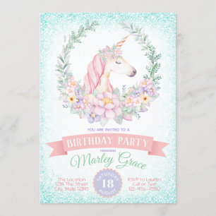 Invitaciones de Cumpleaños de Unicornio Bonito