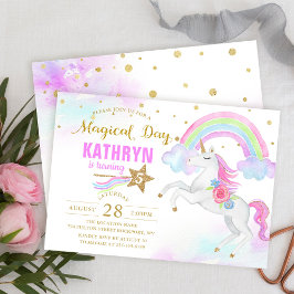 Invitaciones de cumpleaños de Unicornio con arcoir