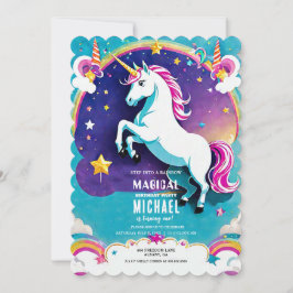 Invitaciones de cumpleaños de Unicornio con arcoir