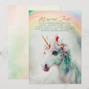 Invitaciones de cumpleaños de unicornio con flores