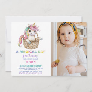 Invitaciones de cumpleaños de Unicornio con foto