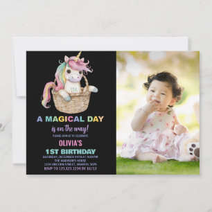 Invitaciones de cumpleaños de Unicornio con foto