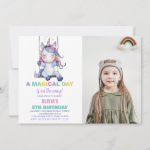 Invitaciones de cumpleaños de Unicornio con foto
