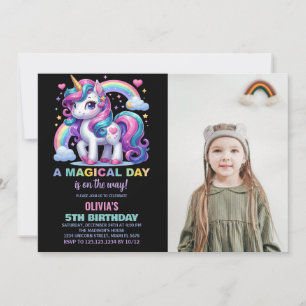 Invitaciones de cumpleaños de Unicornio con foto