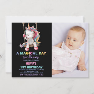 Invitaciones de cumpleaños de Unicornio con foto