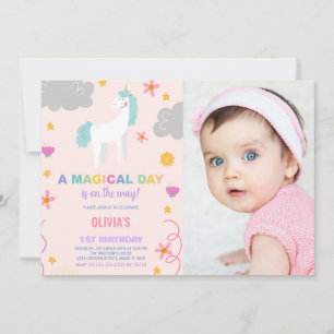 Invitaciones de cumpleaños de Unicornio con foto