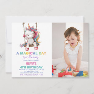 Invitaciones de cumpleaños de Unicornio con foto