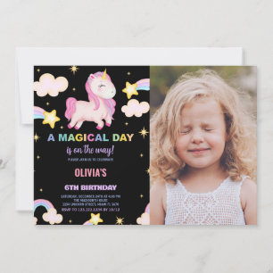 Invitaciones de cumpleaños de Unicornio con fotos