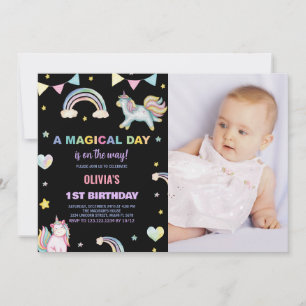 Invitaciones de cumpleaños de Unicornio con fotos