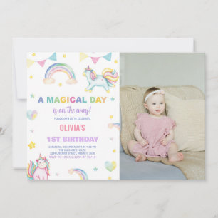 Invitaciones de cumpleaños de Unicornio con fotos