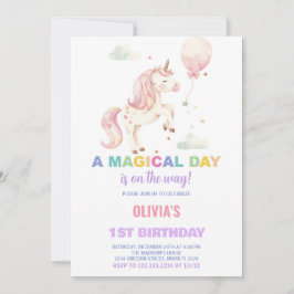 Invitaciones de cumpleaños de Unicornio con globo