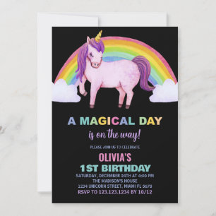 Invitaciones de cumpleaños de Unicornio en la nube