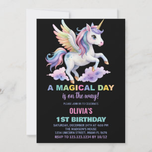 Invitaciones de cumpleaños de Unicornio en la nube